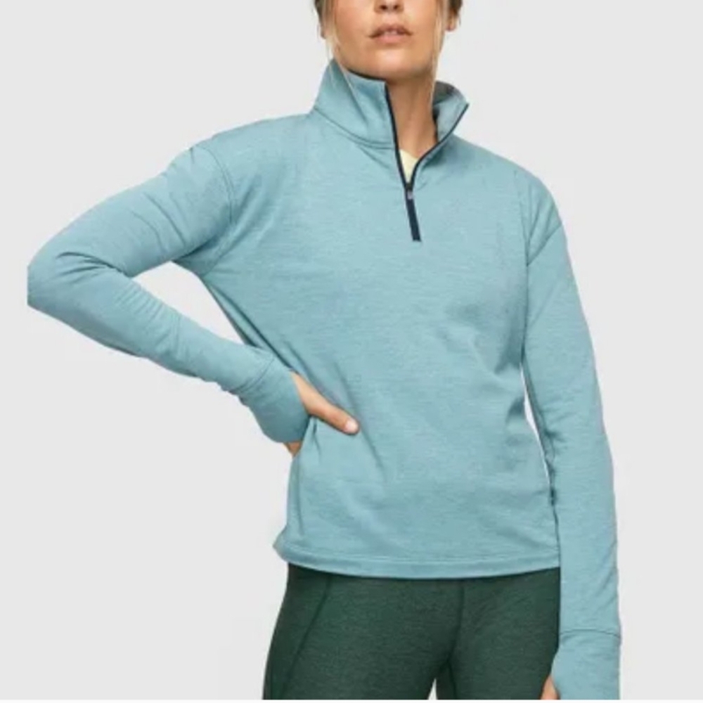 Outdoor Voices Lightweight 1/4 Zip Pullover Fleece | Size Small in Slate Blue